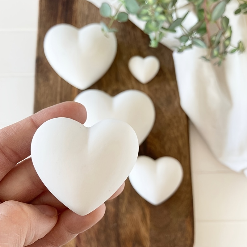 Resin Art Heart - 5個入りハート型石膏キャンドルオーナメント樹脂シリコンモールドセット、家のデスクトップ装飾、お祭りギフト、手工芸品用