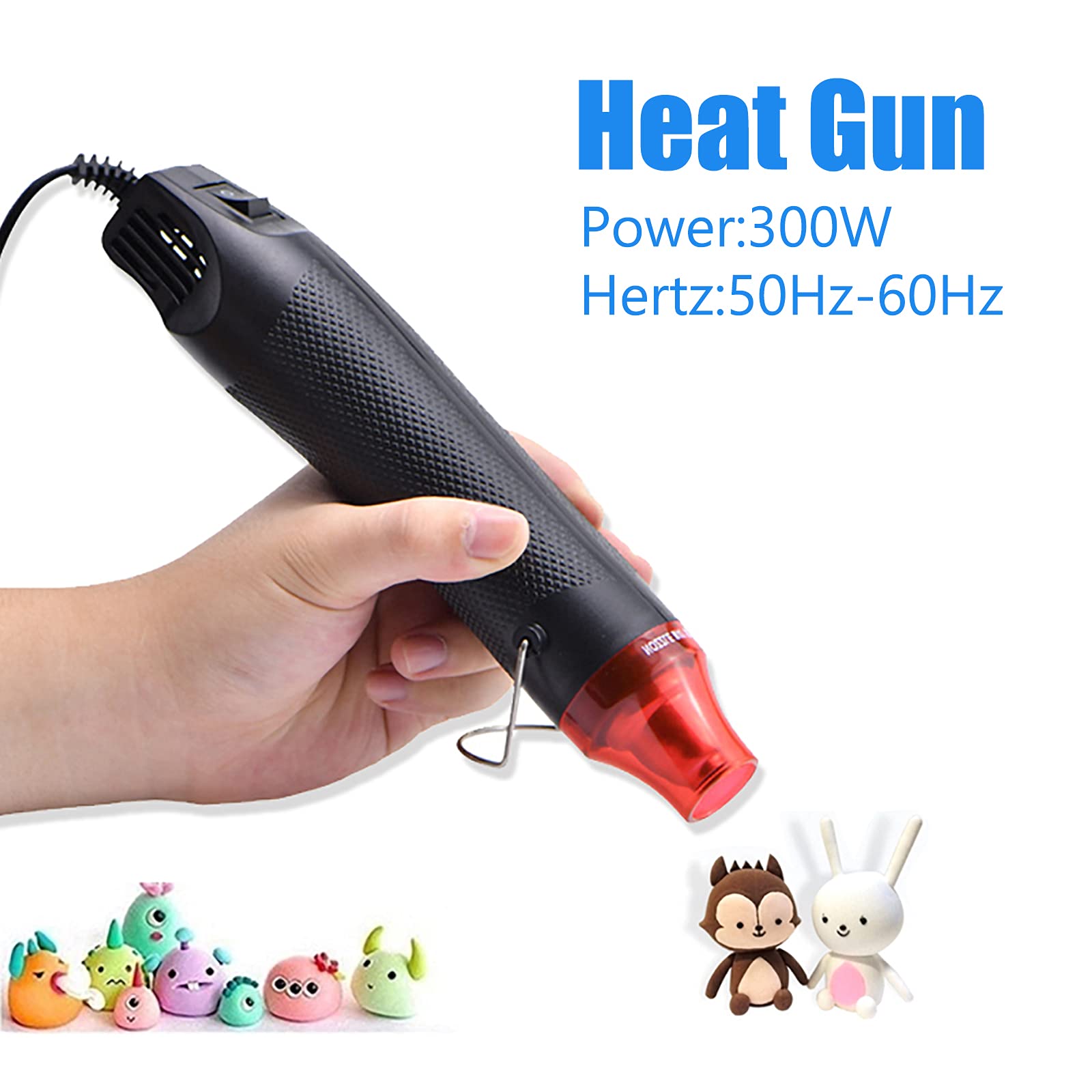 Resin Art Heat Gun - ヒートガン、DIYクラフト用ミニホットエアガン、エンボス加工、シュリンク包装、塗料乾燥用ポータブル熱風ガンツール、220V/110V 300W