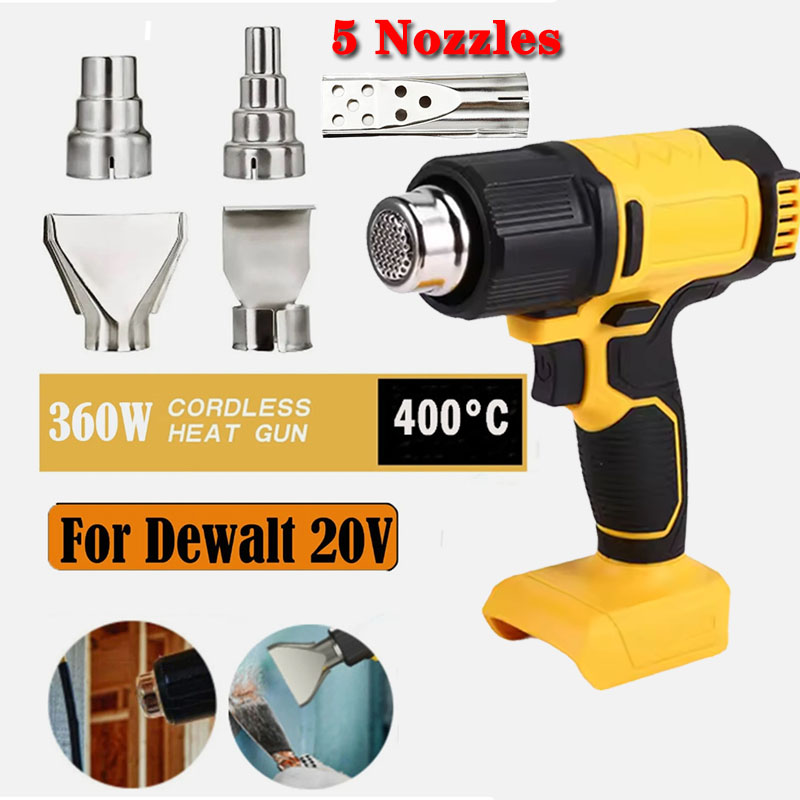 Resin Art Heat Gun - デウォルト20Vバッテリー用コードレスヒートガンホットエアガン（バッテリーなし） | 高速加熱はんだ付け用ホットエアガン、2段階温度設定、最大温度1022℃ ° F(550 °