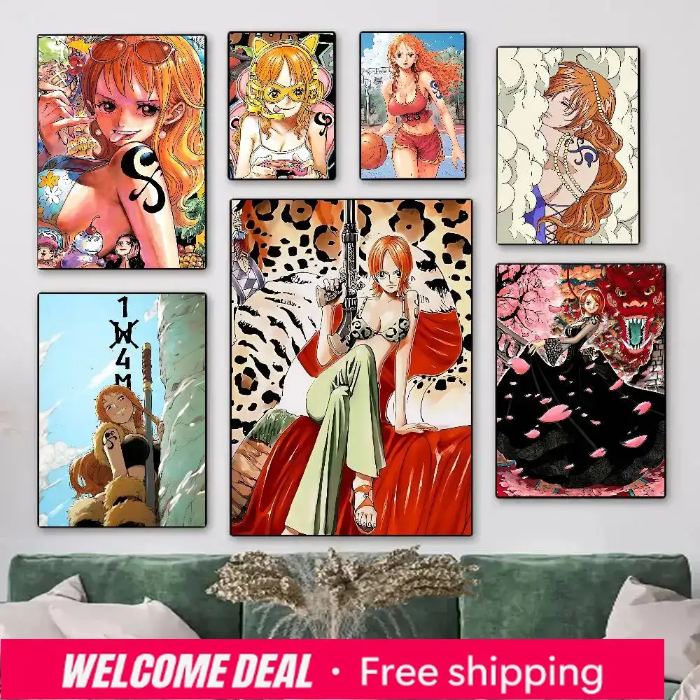 Resin Art Wall - 2026 1pc アニメキャラクターナミマンガワンピースポスター HD プリントヴィンテージ壁アート装飾家庭学習室用