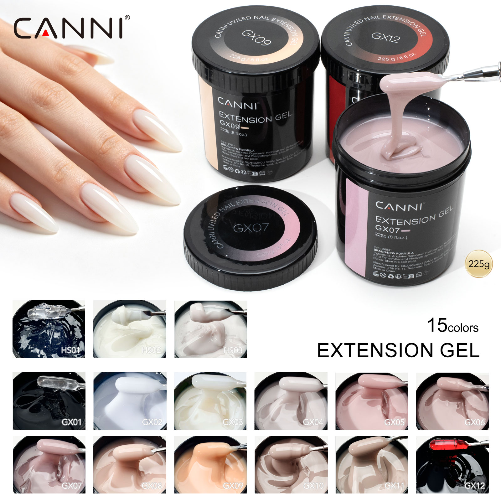 Uv Lamp Nail Resin - CANNI 225g リフィル カモフラージュジェル 無刺激 セルフレベリング