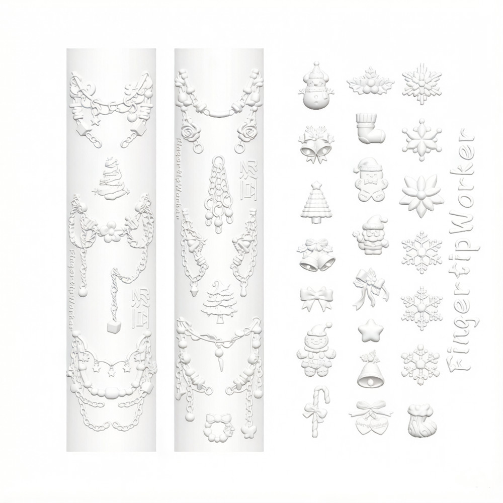 Xmas Resin Art - クリスマス3Dシリコンモールド ネイルアートUVレジン工芸用、ミニチュア雪だるまクリスマスツリーホリーリーフボウベルチャームモールド エポキシ用