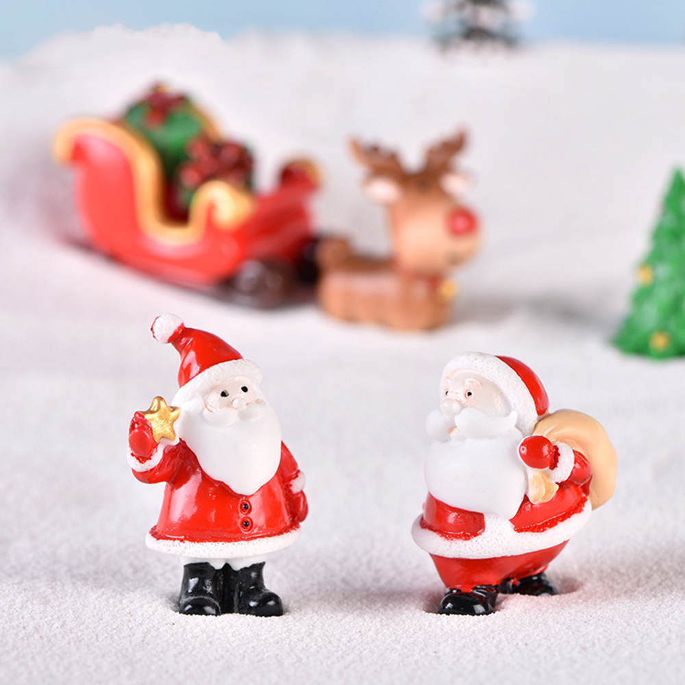 Xmas Resin Art - レジンサンタクロースオーナメント,マイクロランドスケープ,クリスマスデコレーション,雪だるまフィギュア,盆栽,クリスマス,家の装飾,1個