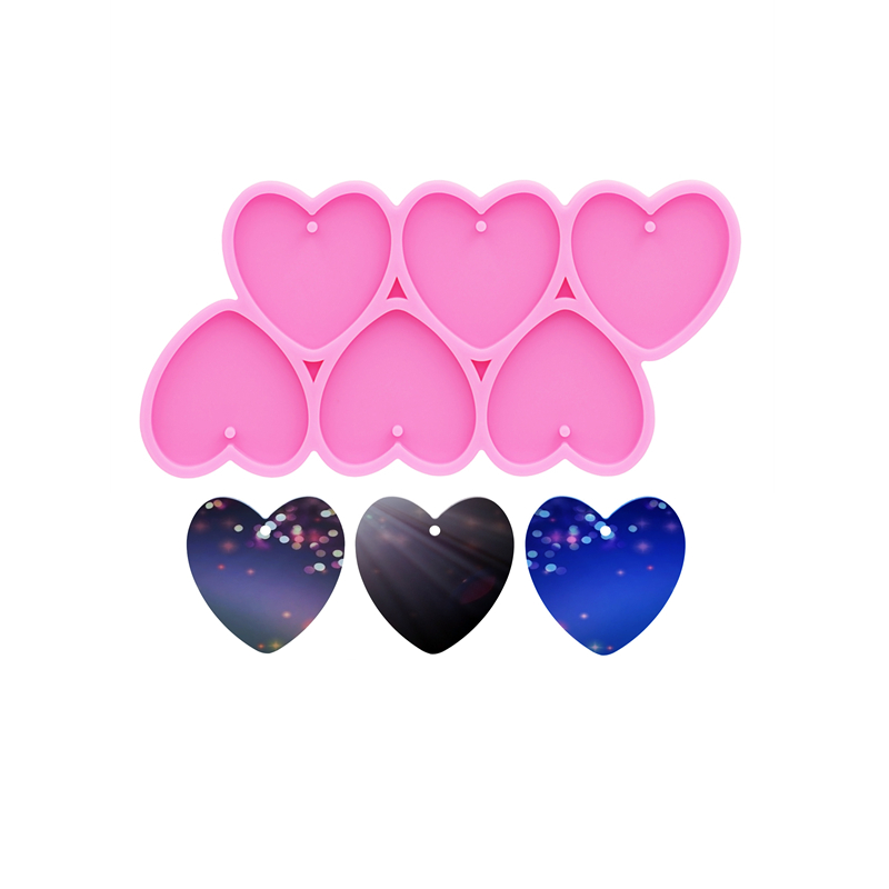 Resin Art Heart - GJ-226 光沢のあるハート形 DIY エポキシ樹脂シリコーン型ピーチハートキーホルダーイヤリングネックレスジュエリーアクセサリー金型