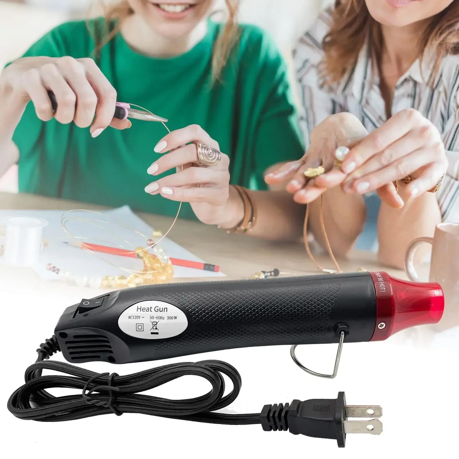 Resin Art Heat Gun - 110V/220Vミニホットエアガン 300W ポータブルヒートツール クラフト、エンボス加工、シュリンク包装、塗料乾燥、プロ仕様