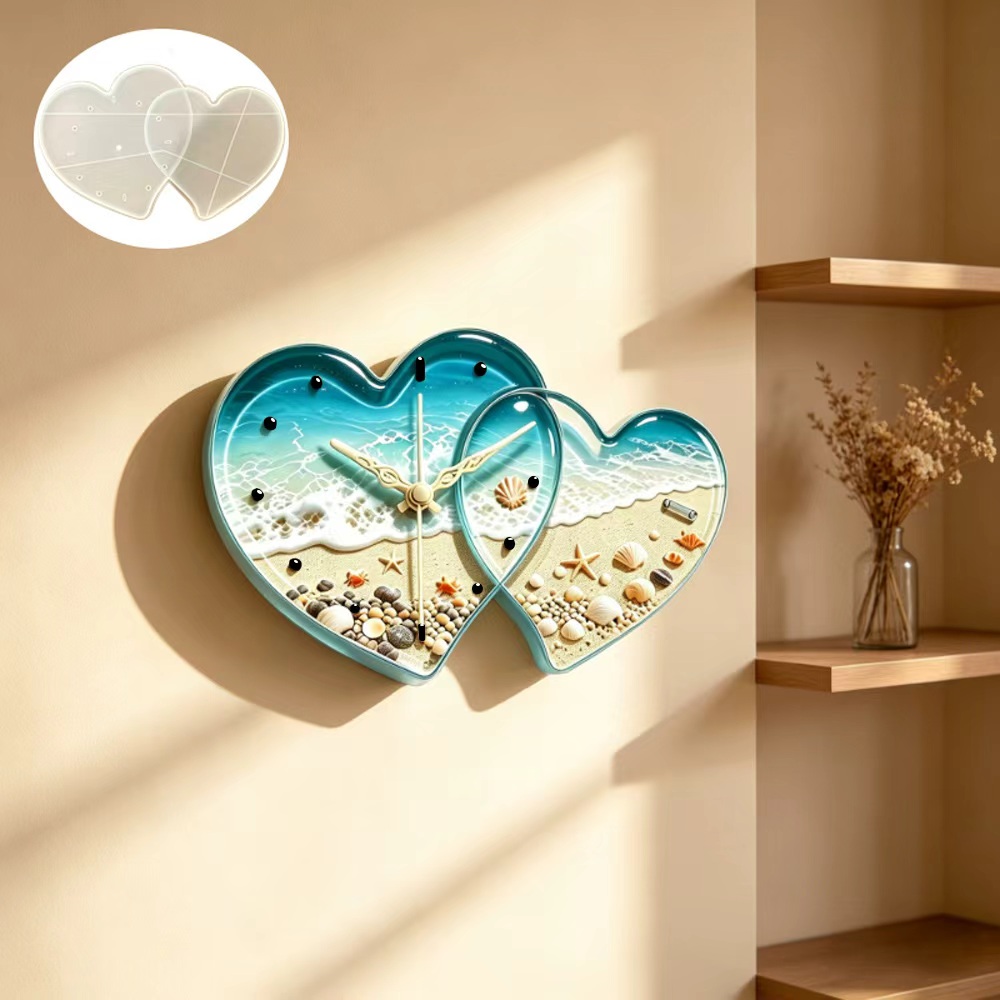Resin Art Heart - 愛をテーマにしたハート型時計樹脂シリコンモールド、愛の形をした時計ドロッパー樹脂モールド、クリスマスやバレンタインデーのギフトに