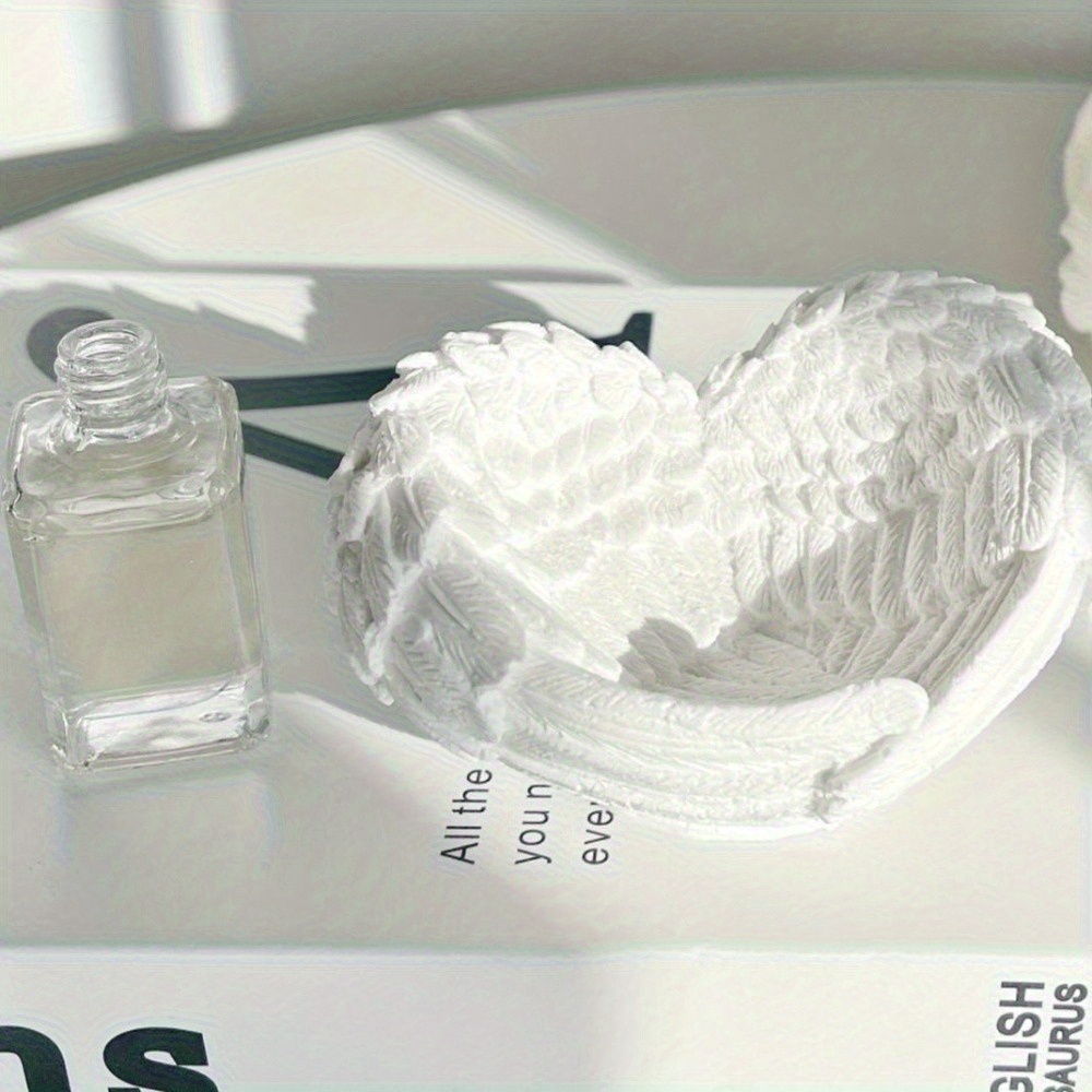 Resin Art Heart - 1個 エンジェルウィングハートシリコンモールド、レイヤードウィングデザイン - 石膏、ワックス、樹脂工芸用の柔軟で再利用可能なシリコンモールド