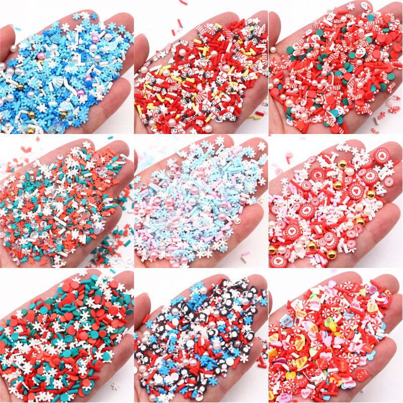 Xmas Resin Art - クリスマスポリマークレイスライススライムフレーク振りかける DIY 樹脂ジュエリー工芸品ヘラジカ雪の結晶クリスマスネイルアートグリッターアクセサリー