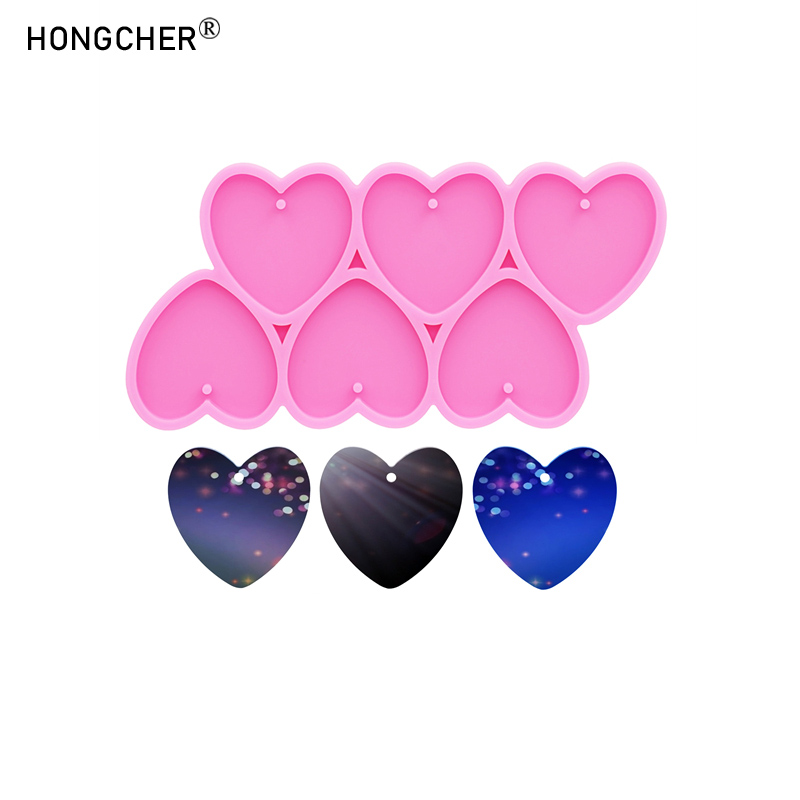 Resin Art Heart - 光沢のあるミラーラブエポキシ樹脂シリコンモールド DIY イヤリングネックレスペンダントキーホルダーバッグジュエリー装飾ペンダントドリップモールド