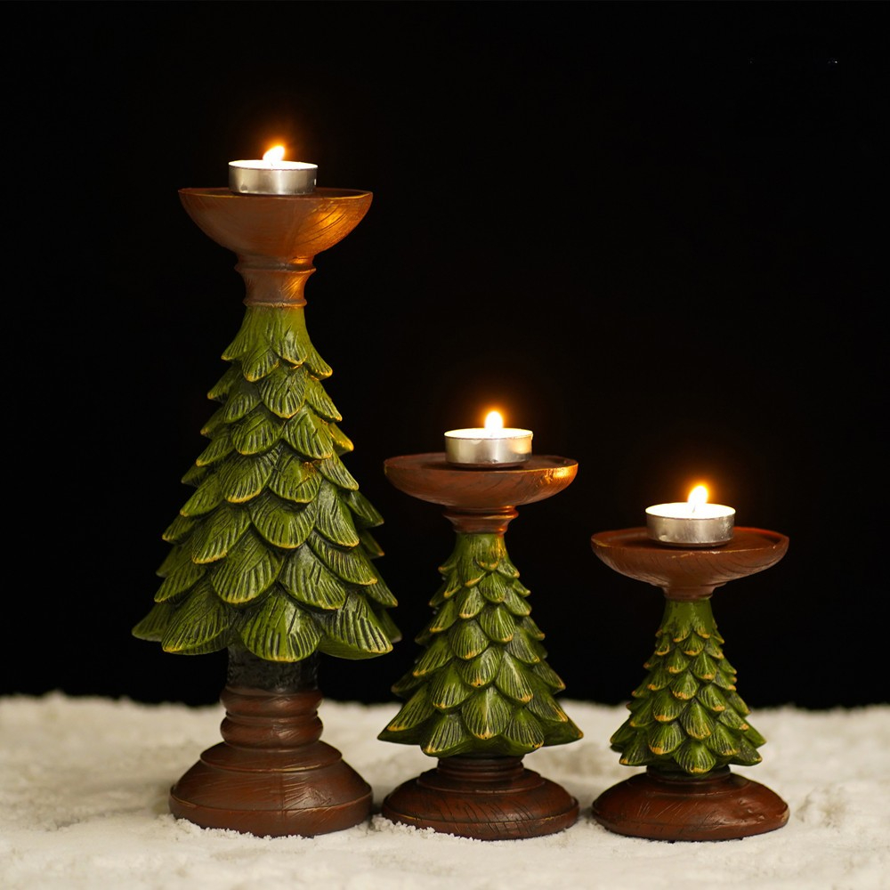 Xmas Resin Art - 家の装飾 クリスマスツリー キャンドル デスクトップホルダー クリスマス樹脂製 リビングルーム