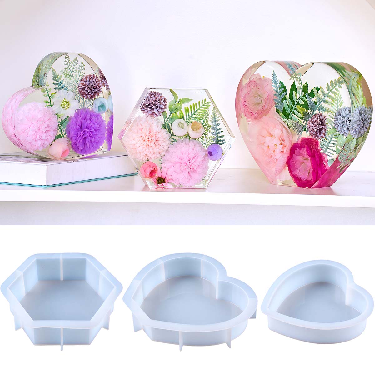 大型愛シリコンモールド DIY ハート六角形エポキシ樹脂モー - Resin Art Heart のレビューと価格