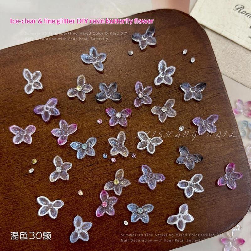 光沢のある3Dグリッターネイルアートチャーム30個入り、ライ - Resin Art Using Flowers のレビューと価格