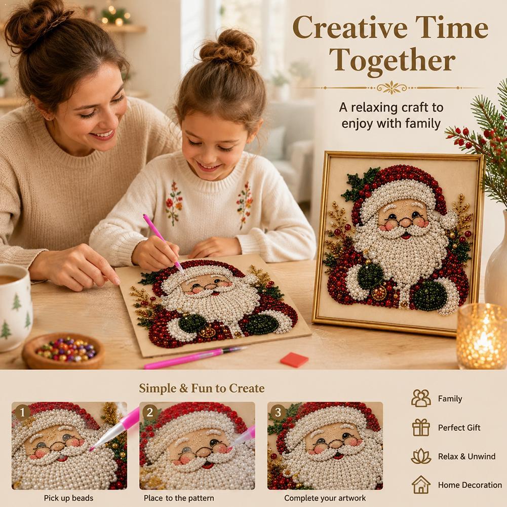 クリスマス サンタクロース パールアート DIYキット 額入 - Resin Art Wall のレビューと価格