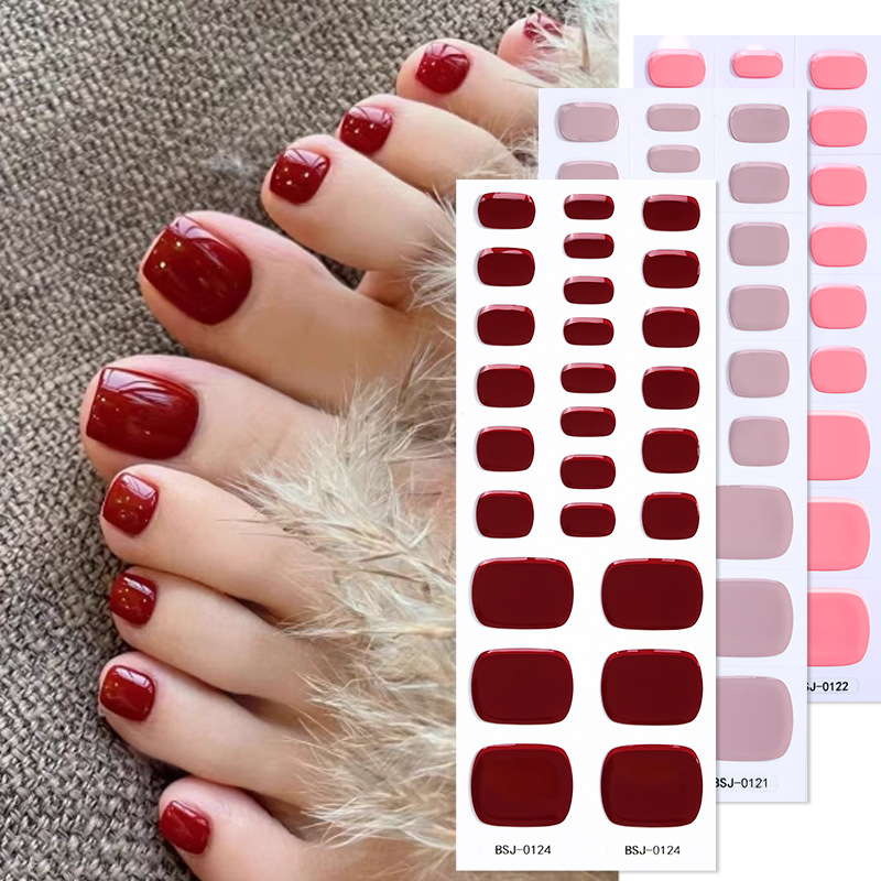 ピュアカラーつま先ジェルネイルステッカーネイキッドカラーレッ - Uv Lamp Nail Resin のレビューと価格