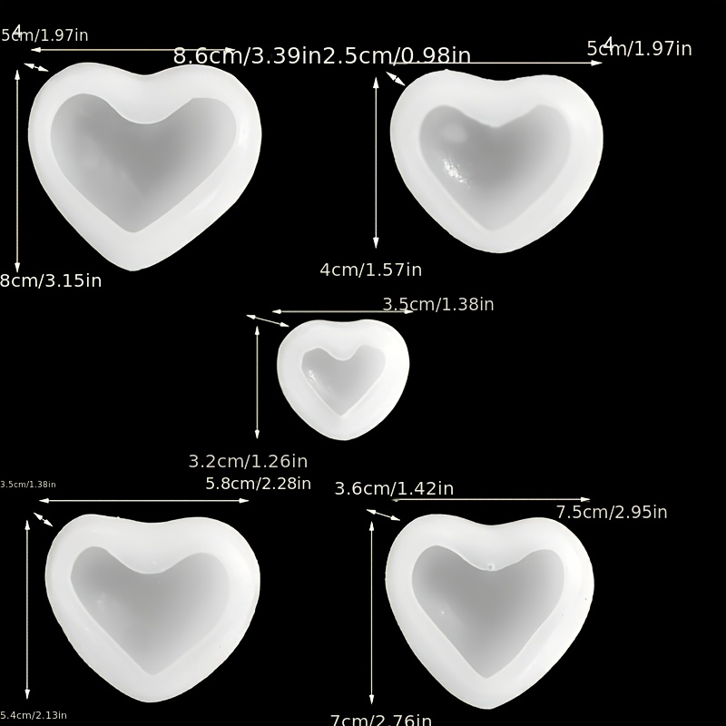 5個入りハート型石膏キャンドルオーナメント樹脂シリコンモール - Resin Art Heart のレビューと価格