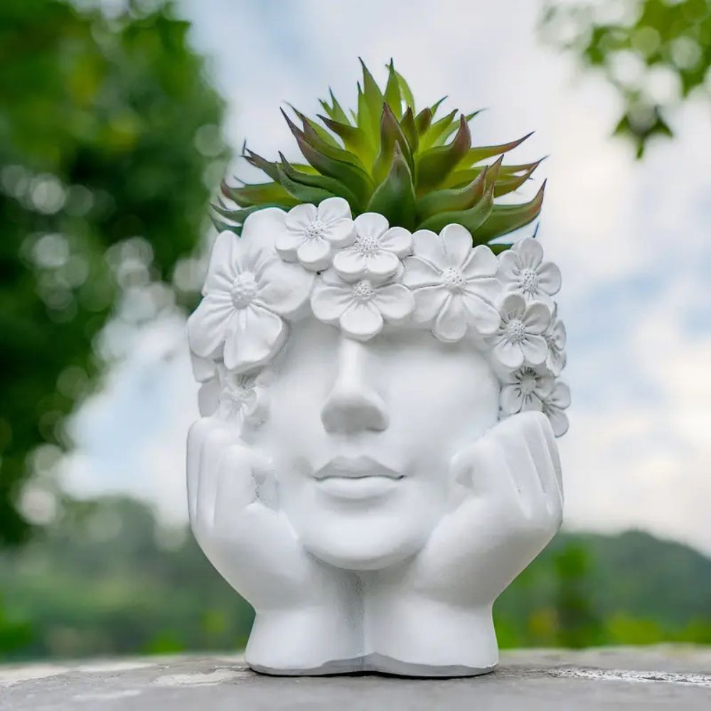 クリエイティブな女性の顔のフラワーポット、フラワーガールフラ - Resin Art Using Flowers のレビューと価格