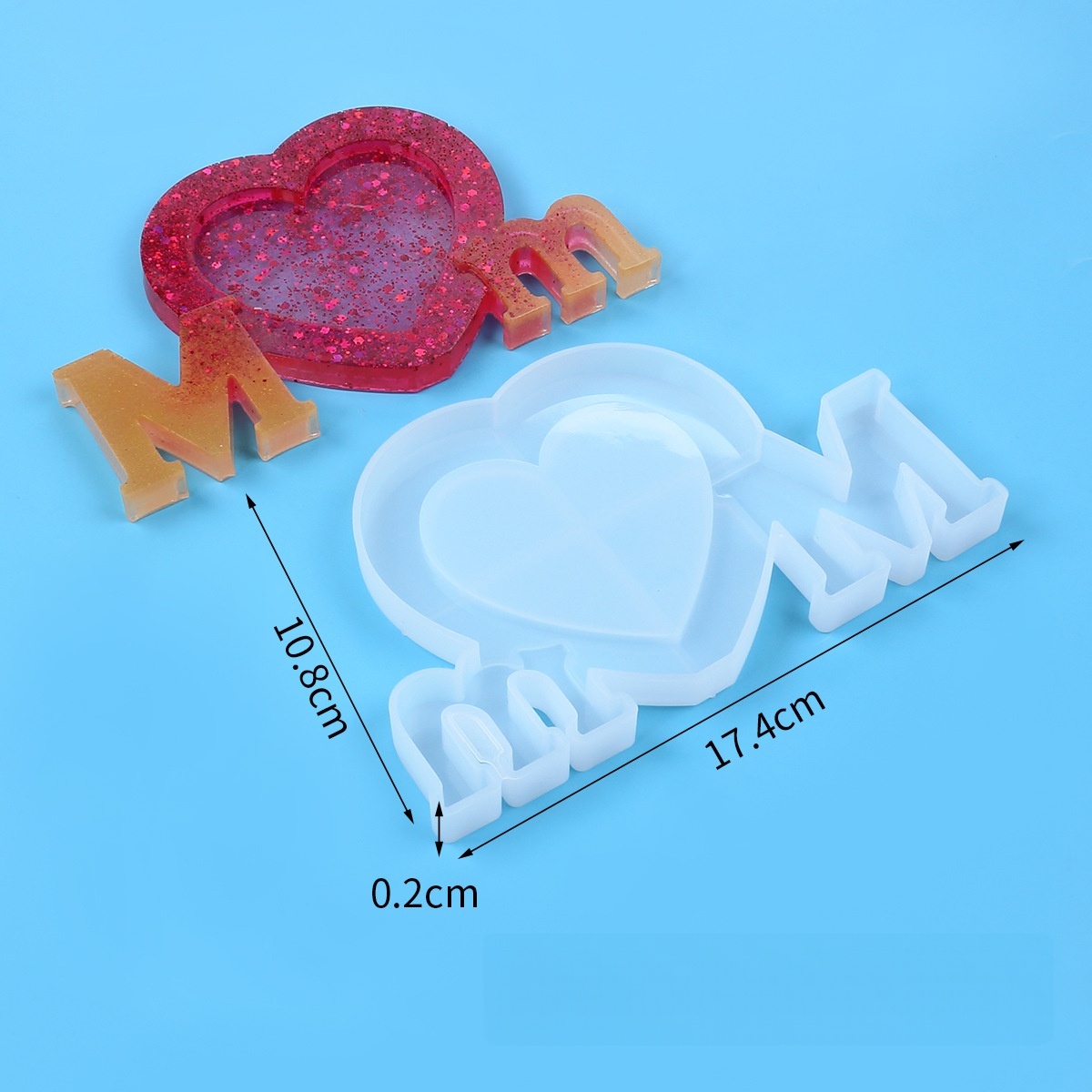 文字Mmエポキシ樹脂シリコンモールドDIY母の日バレンタイン - Resin Art Heart のレビューと価格