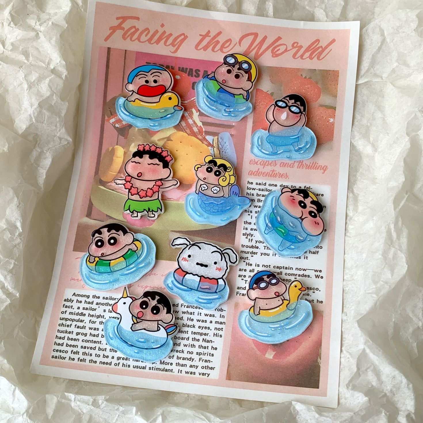 クレヨンしんちゃん樹脂製アクセサリー、扇子、水筒、靴のバック - Resin Art Sticker のレビューと価格