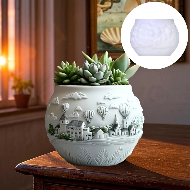 DIY 熱気球タウンハウスレリーフ多肉植物ポット樹脂シリコー - Resin Art Heat Gun のレビューと価格