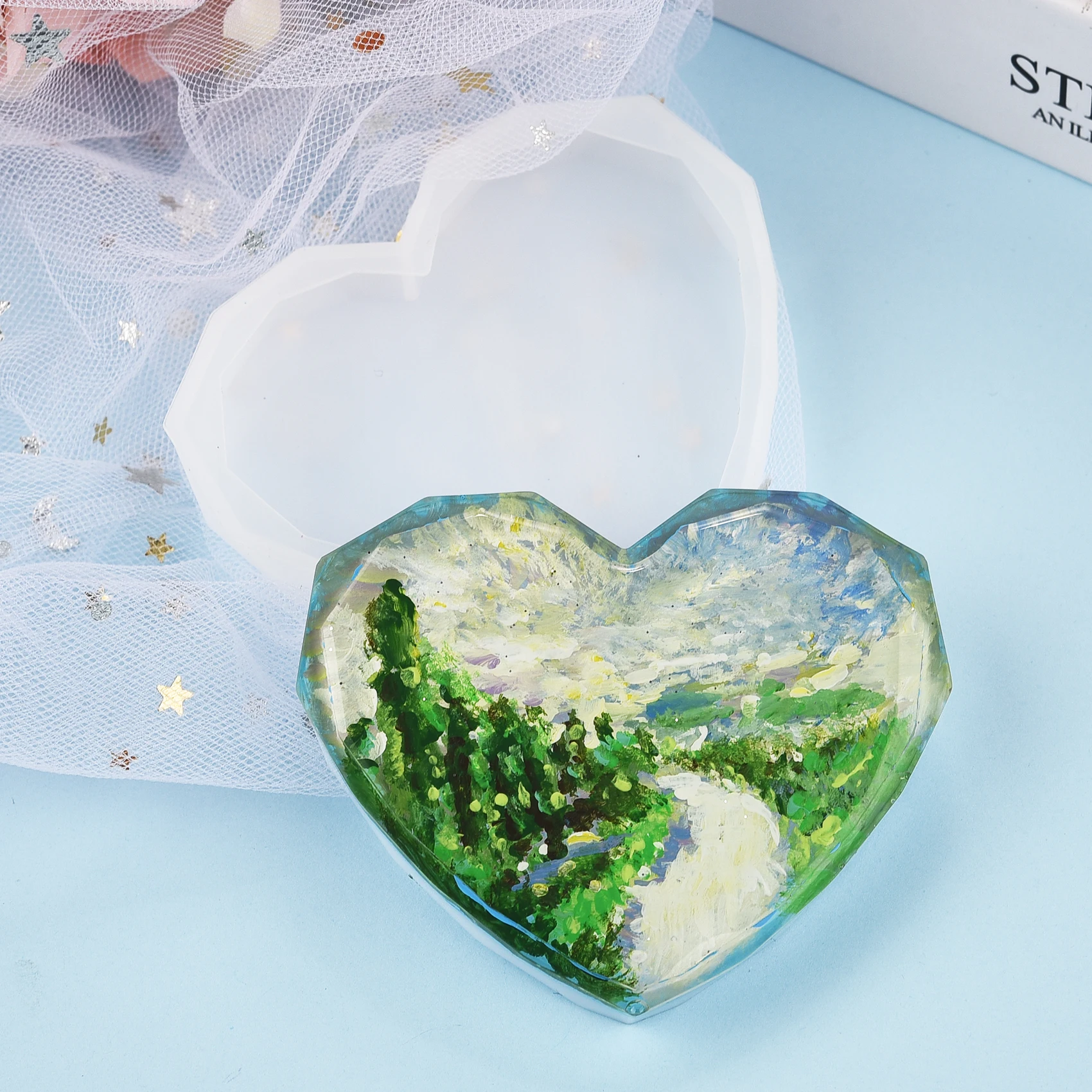 樹脂コースターシリコンモールド鋳造ラウンドハート型モールド  - Resin Art Heart のレビューと価格