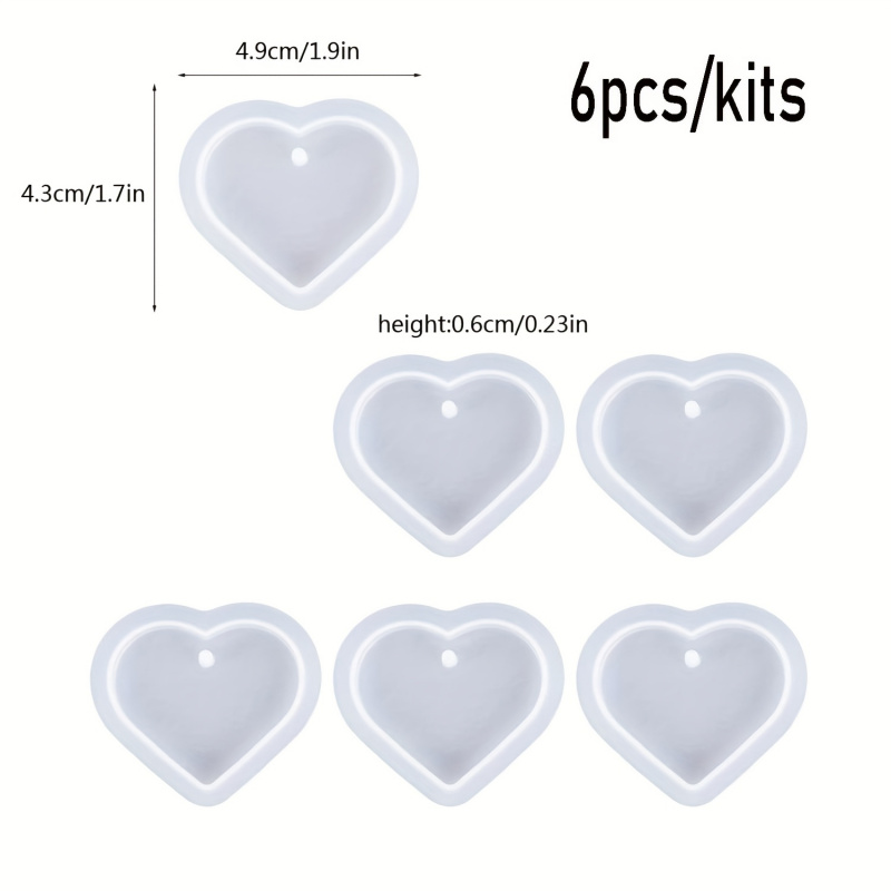 6個のハート型樹脂型セット、ハート型キーホルダーシリコン型、 - Resin Art Heart のレビューと価格