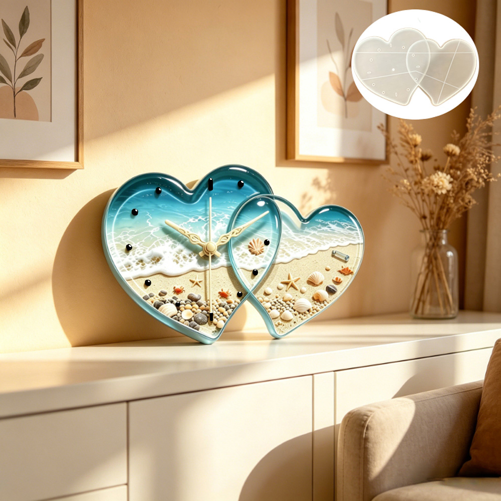 愛をテーマにしたハート型時計樹脂シリコンモールド、愛の形をし - Resin Art Heart のレビューと価格