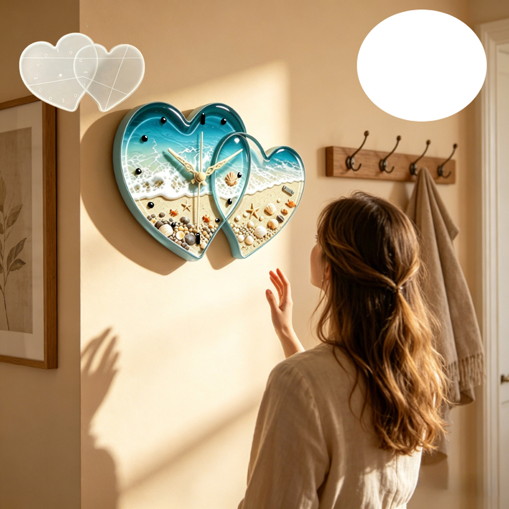 愛をテーマにしたハート型時計樹脂シリコンモールド、愛の形をし - Resin Art Heart のレビューと価格