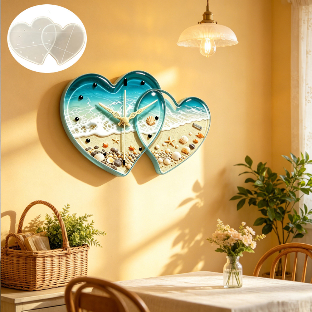 愛をテーマにしたハート型時計樹脂シリコンモールド、愛の形をし - Resin Art Heart のレビューと価格