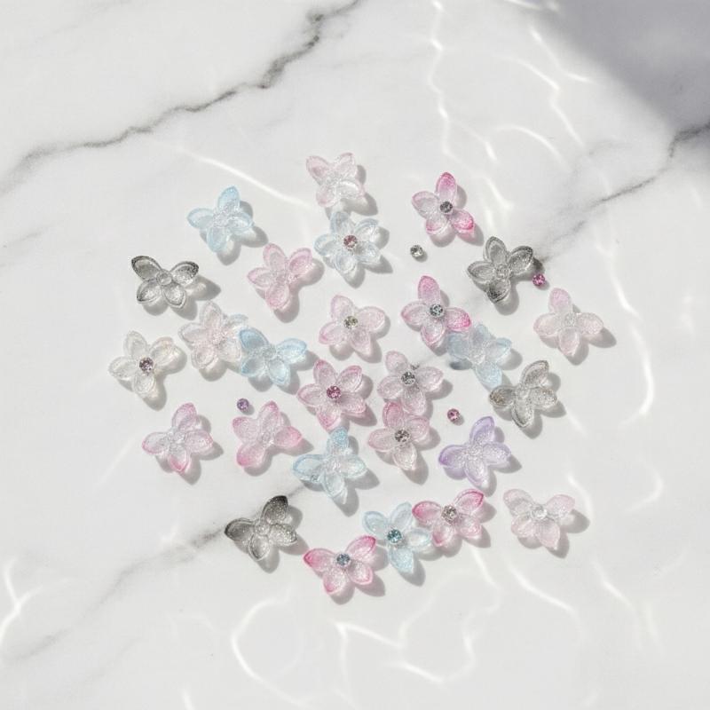 3Dグリッターレジンネイルアートデコレーション 30個入り  - Resin Art Using Flowers のレビューと価格