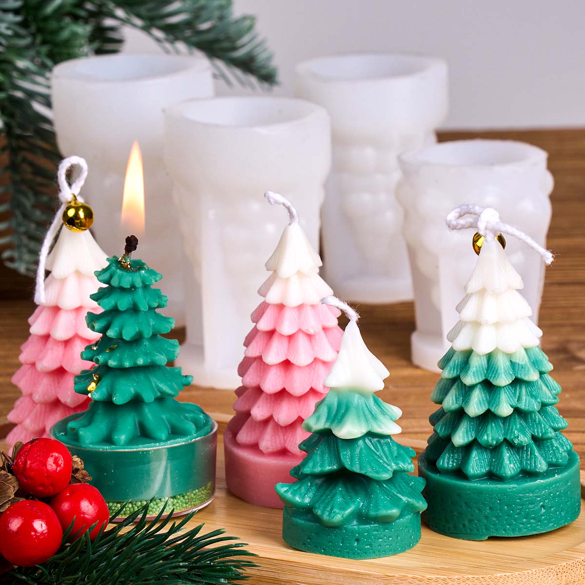 3D クリスマスツリーシリコーンキャンドルモールド DIY  - Xmas Resin Art のレビューと価格