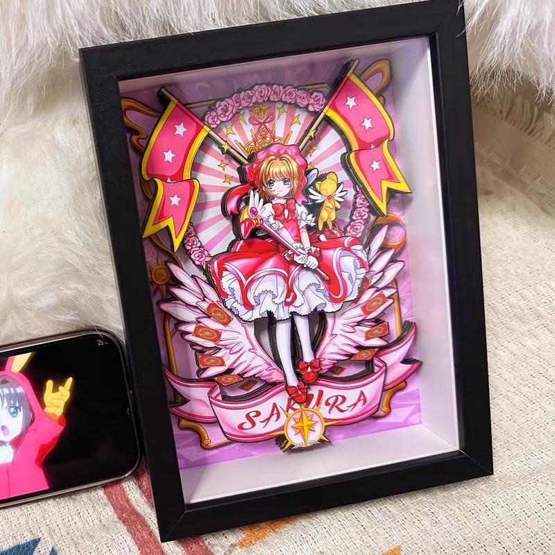 ホットクラシックアニメカードキャプターさくら 3d アート絵 - Xmas Resin Art のレビューと価格