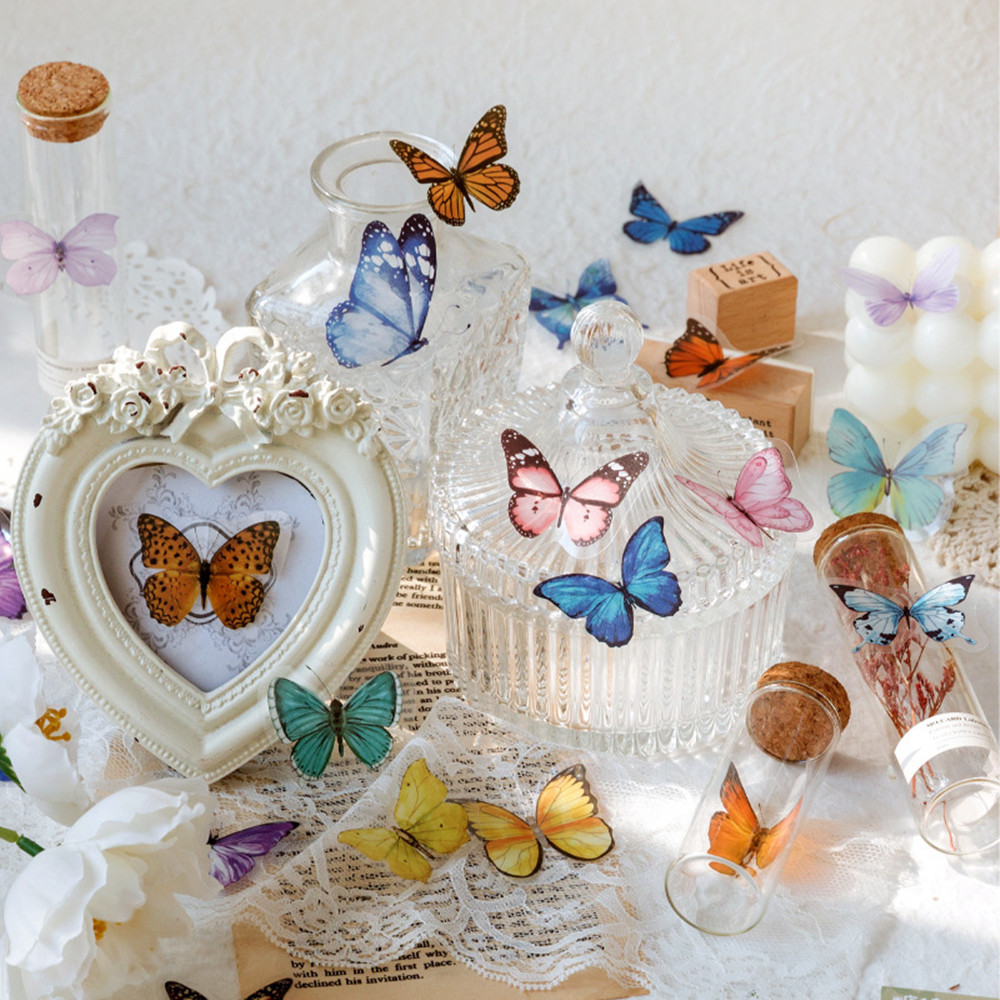 透明な装飾的な蝶のステッカー40ピース/バッグ,日曜大工,エ - Resin Art Sticker のレビューと価格
