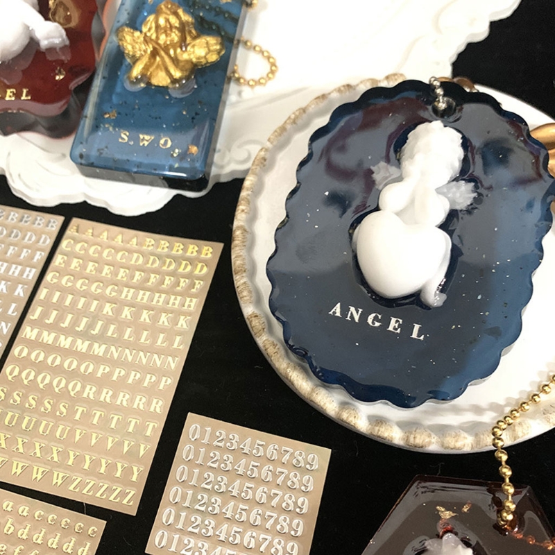 アルファベットの装飾ステッカー,金属,金,銀,エポキシ樹脂フ - Resin Art Heat Gun のレビューと価格
